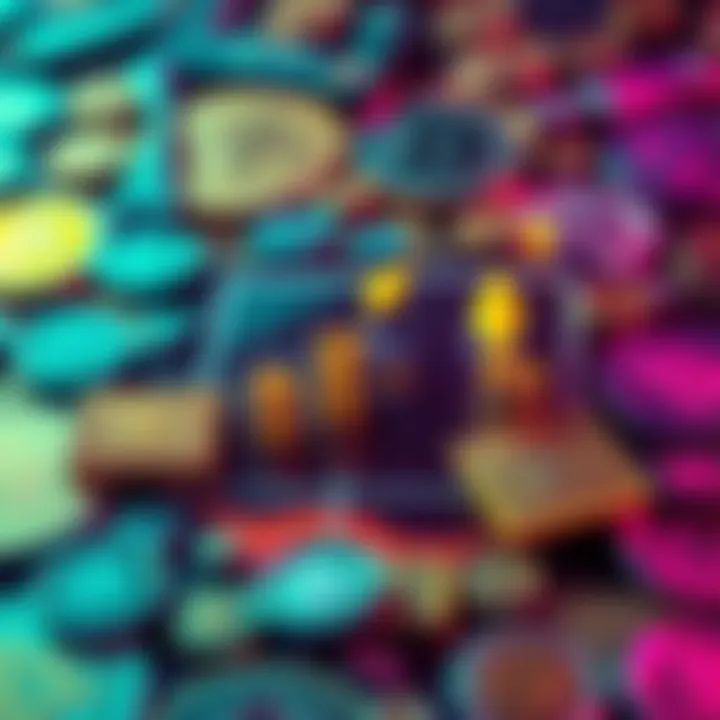 A graphic showing Dollar-Cost Averaging and HODLing with a background of cryptocurrency symbols