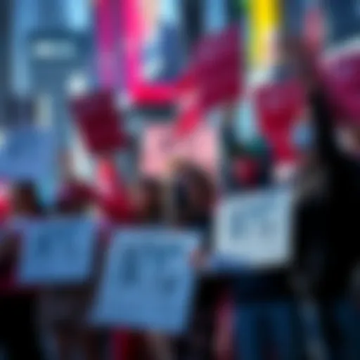 Group of cryptocurrency advocates holding signs to influence the 2025 New York City mayoral race