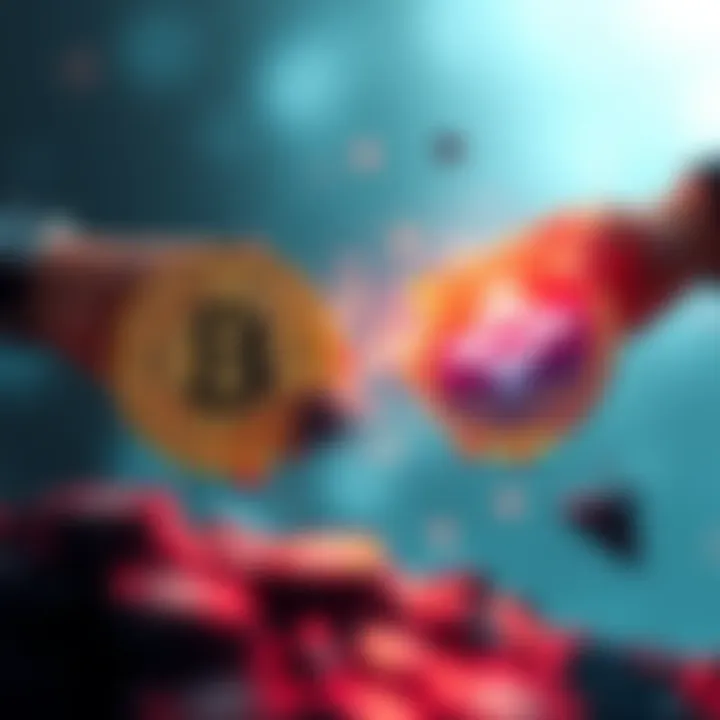 Bitcoin and Solana coins visually swapping in a digital graphic