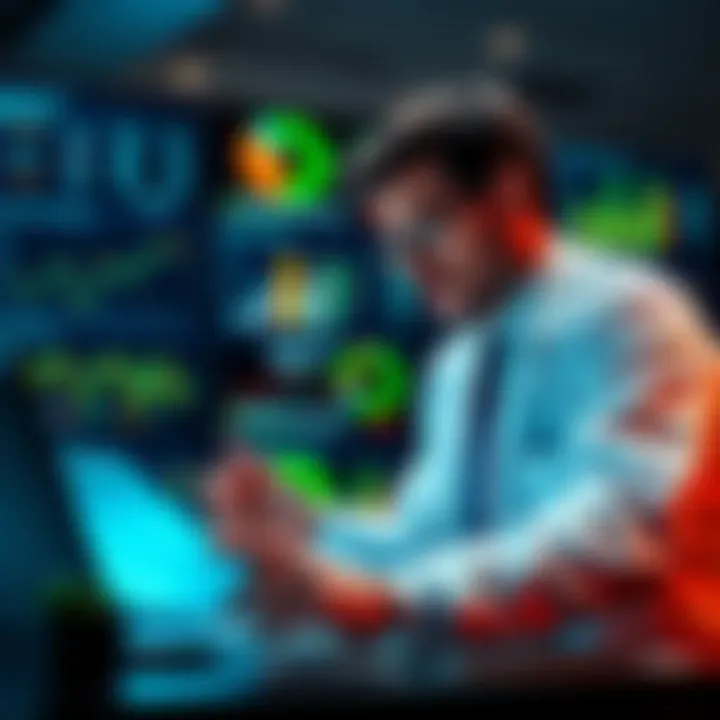 A professional CPA reviewing cryptocurrency transaction data with charts and graphs