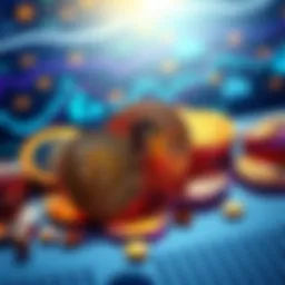 An illustration showing cryptocurrency coins alongside tax symbols and graphs, representing the debate around capital gains tax on crypto profits.