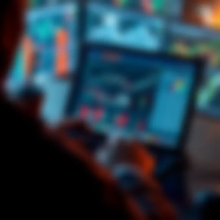 Crypto Tax Software A person using a laptop to manage cryptocurrency taxes, displaying charts and tax forms on the screen.