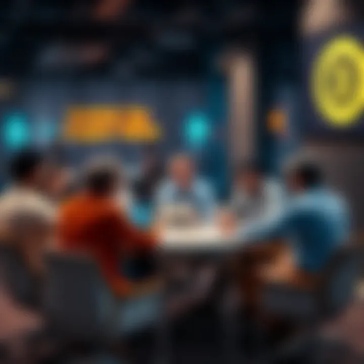 Group of people sharing insights about cryptocurrency tax tools at a round table