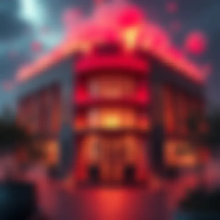 An enigmatic building with a modern facade that may house a cryptocurrency team, surrounded by intrigue and speculation.