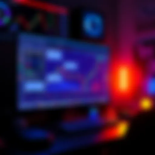 A computer screen showing different cryptocurrency platforms where new tokens can be sold. The image features vibrant charts and trading information.