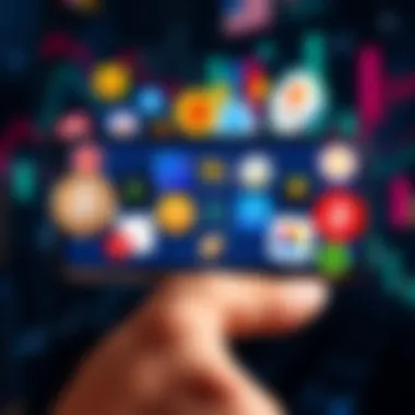 A smartphone displaying various cryptocurrency apps and tools related to wallets and analytics.