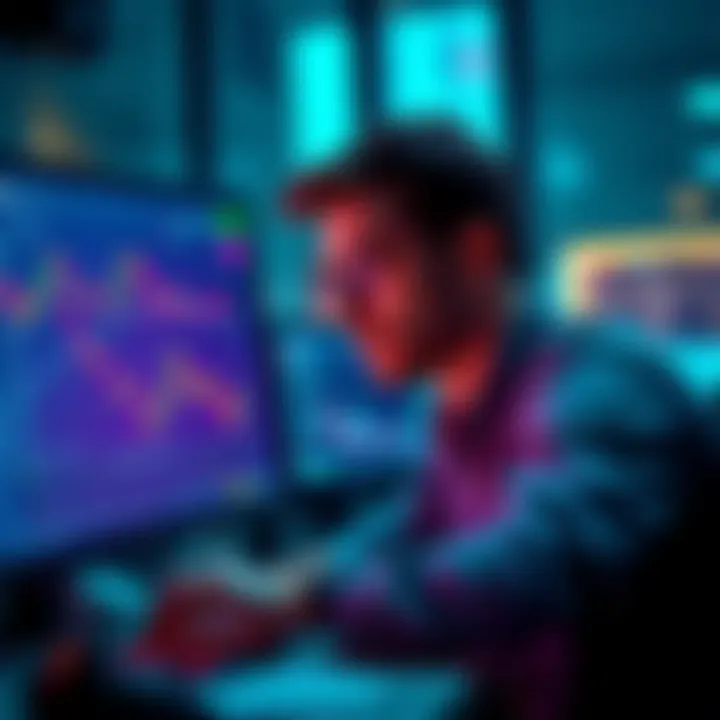 A person analyzing Bitcoin and Ethereum price charts on a computer, showing concern about stagnant investments