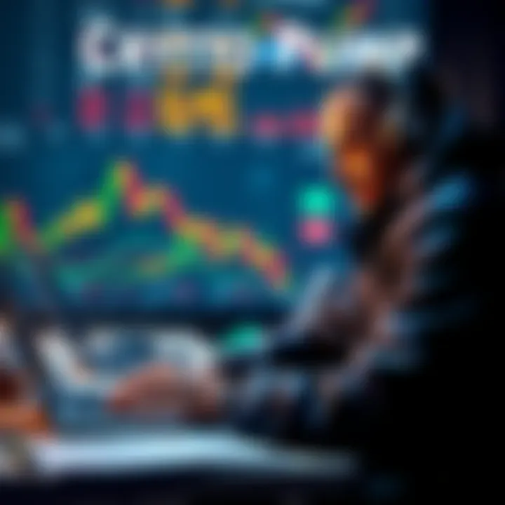 New crypto trader analyzing market trends A new crypto trader studying charts and market movements with a laptop and notes.