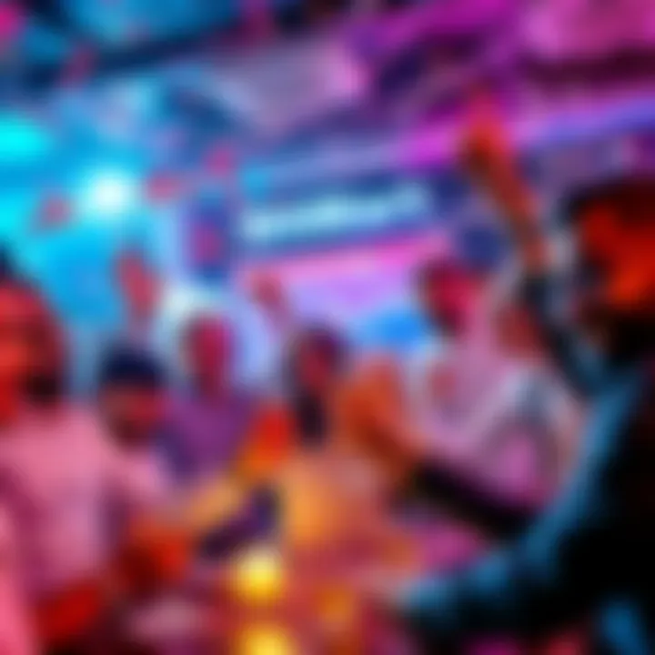 A group of crypto traders celebrating with confetti and drinks at BitMart's eighth anniversary event