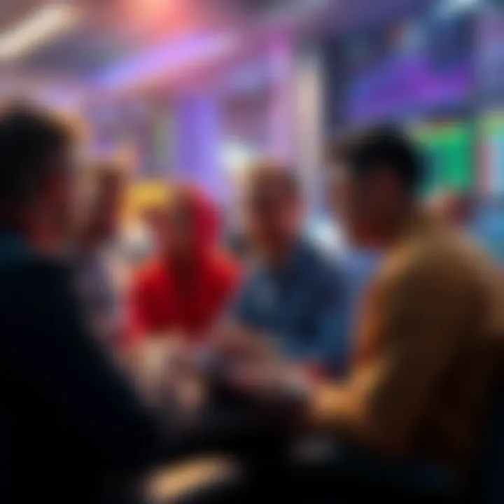 Crypto traders discussing tips A group of traders sharing insights and tips about cryptocurrency in a digital forum setting