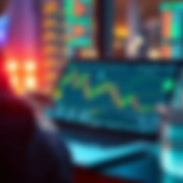 Crypto Trading A person analyzing cryptocurrency charts on a laptop, focused on profit trends.