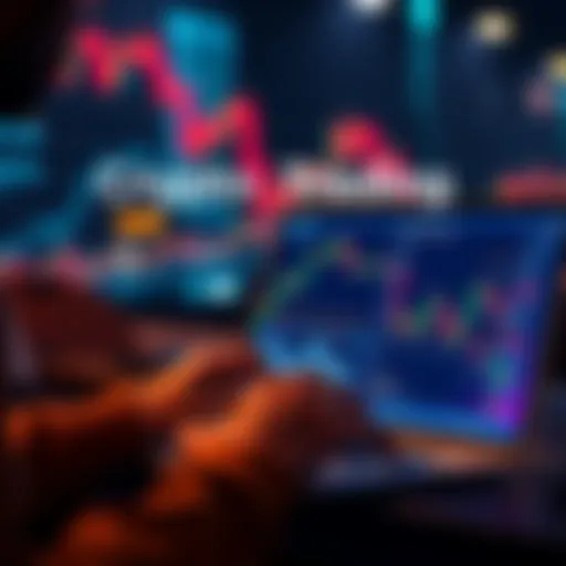 A person looking at crypto trading charts on a laptop, symbolizing the start of their trading journey.