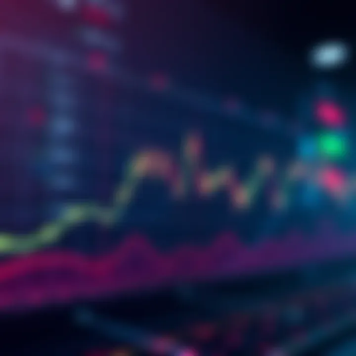 A fluctuating line graph showing cryptocurrency trading trends with a focus on Monday's volatility and Thursday's stability.