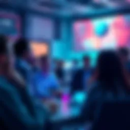 A group of people discussing cryptocurrency trading tips and warnings in a vibrant forum setting