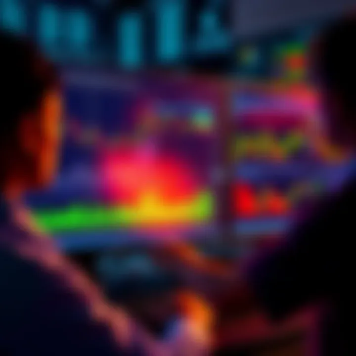 A trader analyzing cryptocurrency charts on a computer screen with graphs and data.