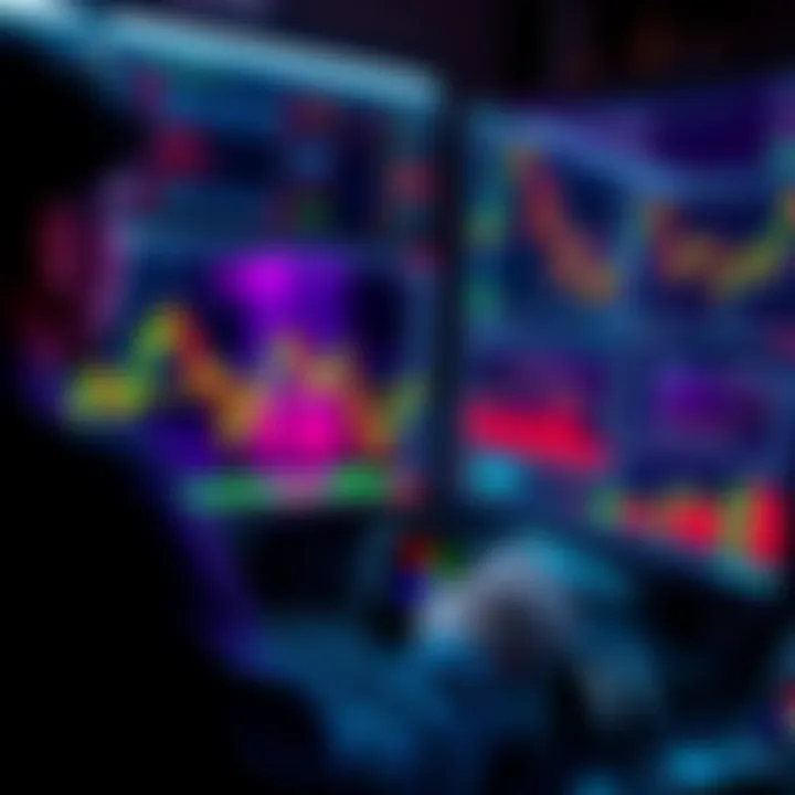 A trader analyzing charts and graphs on a computer screen, reflecting on past mistakes in cryptocurrency trading.