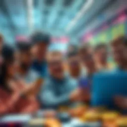 A group of people joyfully sharing memes about cryptocurrency trading, showcasing their unique methods and experiences in the crypto market.