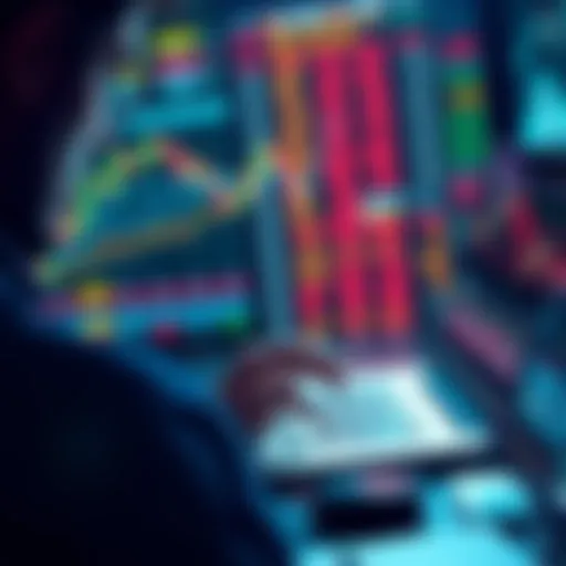 A trader analyzing charts and data on a laptop, focused on crypto market strategies