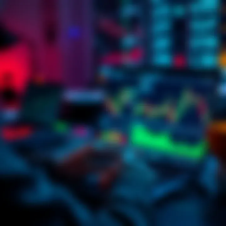 A person analyzing cryptocurrency data on a laptop with charts and graphs displayed, symbolizing long-term trading strategies.