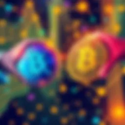 An illustration showing two cryptocurrencies being exchanged with symbols indicating privacy and tax-free transactions.