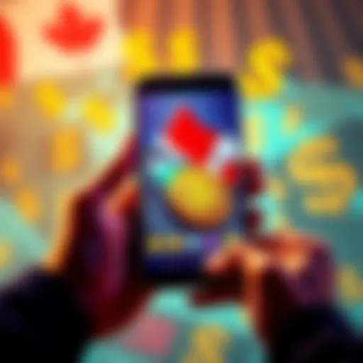 A person holds a smartphone displaying a cryptocurrency wallet with Canadian dollar symbols in the background, representing a large crypto transfer from a sanctioned country to Canada.