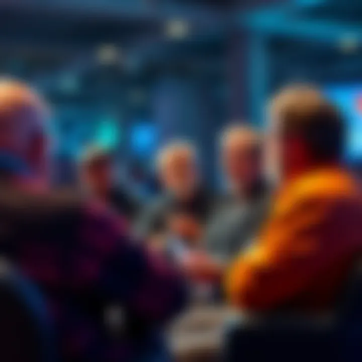 Crypto Veterans Discuss Market Trends A group of experienced crypto enthusiasts sharing their views on current market trends during a forum discussion.