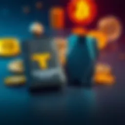 Comparison of Crypto Wallets A visual showing a Tangem wallet alongside a Ledger wallet, with symbols of cryptocurrency in the background.