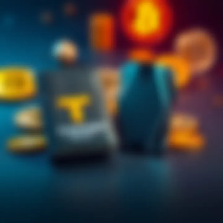 Comparison of Crypto Wallets A visual showing a Tangem wallet alongside a Ledger wallet, with symbols of cryptocurrency in the background.