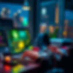 Crypto Wallet Developer Concept A person working on a laptop displaying a digital wallet interface, emphasizing security features and user-friendly design elements.