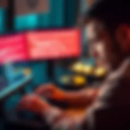 Crypto Wallet Error A person looking frustrated at a computer while checking a crypto wallet transaction with error messages on the screen.