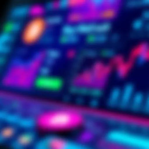 A close-up view of a user-friendly crypto wallet interface showcasing buy and sell options, featuring graphs and currency symbols.