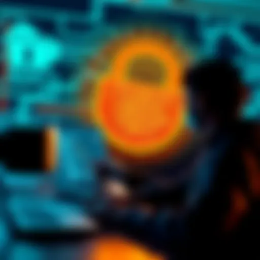 A person reviewing their crypto wallet security settings on a laptop with a lock symbol in the background