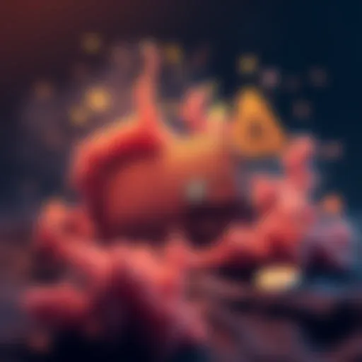 A digital illustration showing a crypto wallet filled with small transaction notifications representing spam attacks.