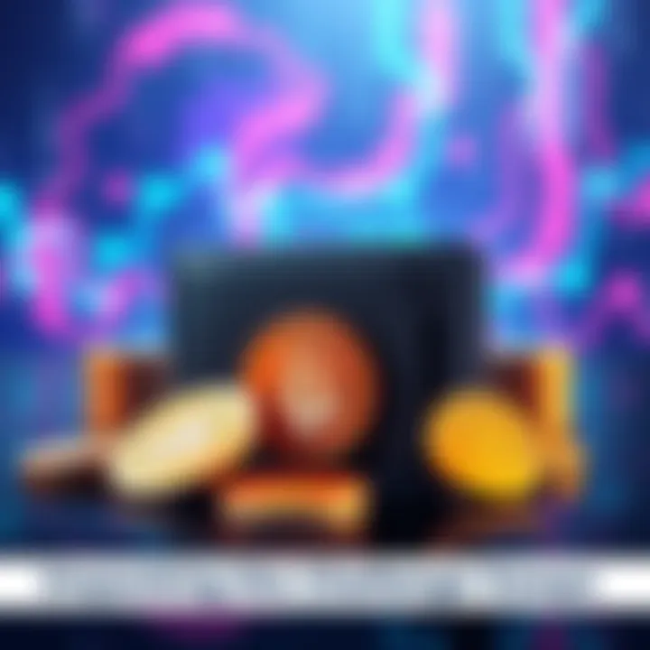 Crypto Wallet Swaps Concept A digital representation of a crypto wallet and stable coins, highlighting the complexities of swapping funds