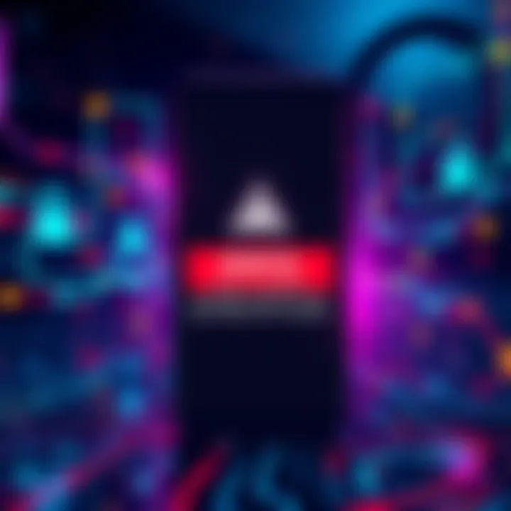Crypto wallet vulnerability warning A smartphone displaying a warning about a crypto wallet vulnerability, surrounded by digital security symbols