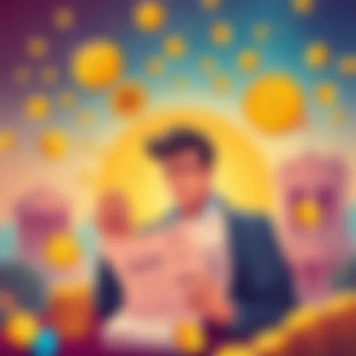 An illustration showing a person frustrated with banking paperwork while trying to access their crypto assets, surrounded by symbols of cryptocurrency and traditional bank icons.