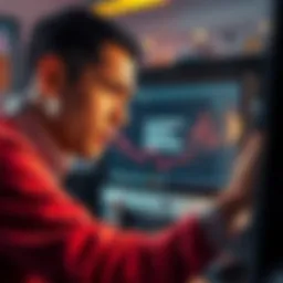 A frustrated customer looking at a computer screen showing a message about crypto withdrawal restrictions. Their expression shows concern and impatience.