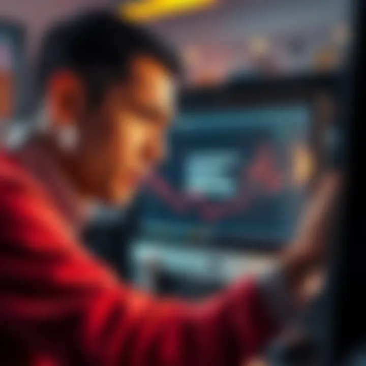 A frustrated customer looking at a computer screen showing a message about crypto withdrawal restrictions. Their expression shows concern and impatience.
