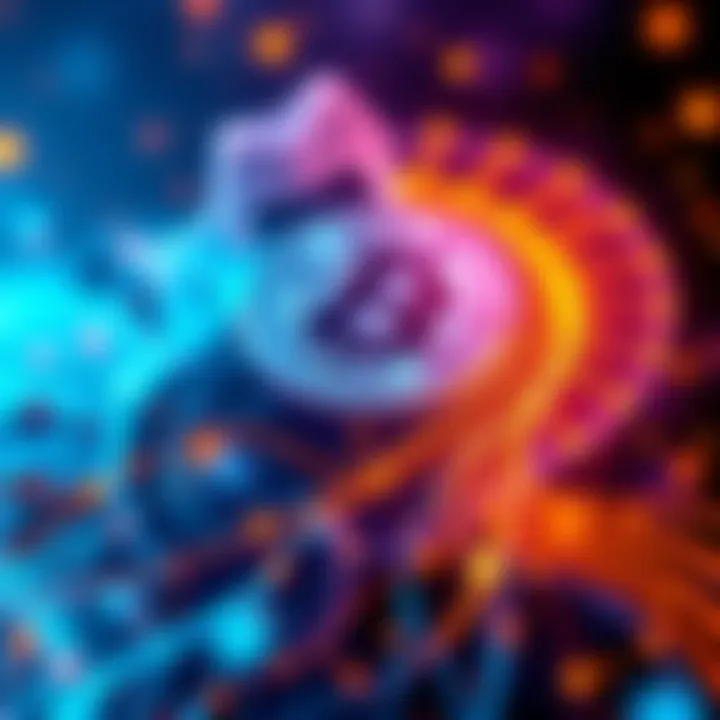 A dynamic graphic showcasing emerging cryptocurrency opportunities with abstract patterns and vibrant colors symbolizing growth and innovation