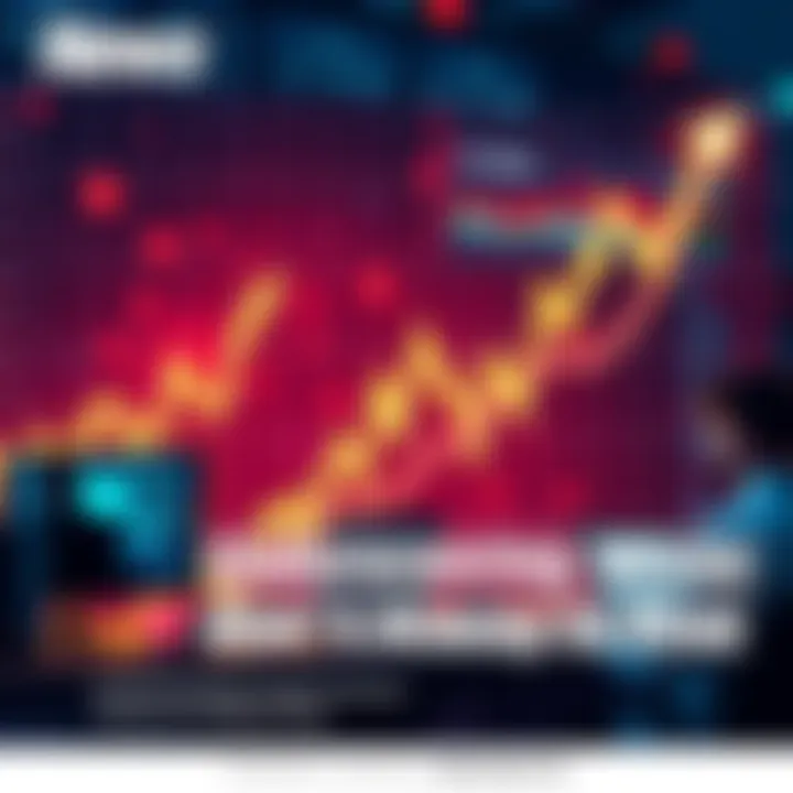 Trends in Cryptocurrency Prices A graph showing fluctuating cryptocurrency prices with upward and downward trends, and people analyzing data on computers.