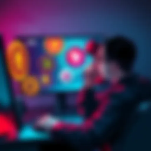 A person frustrated while trying to swap cryptocurrencies on a computer, with various crypto logos like ETH, SOL, and USDT on the screen.