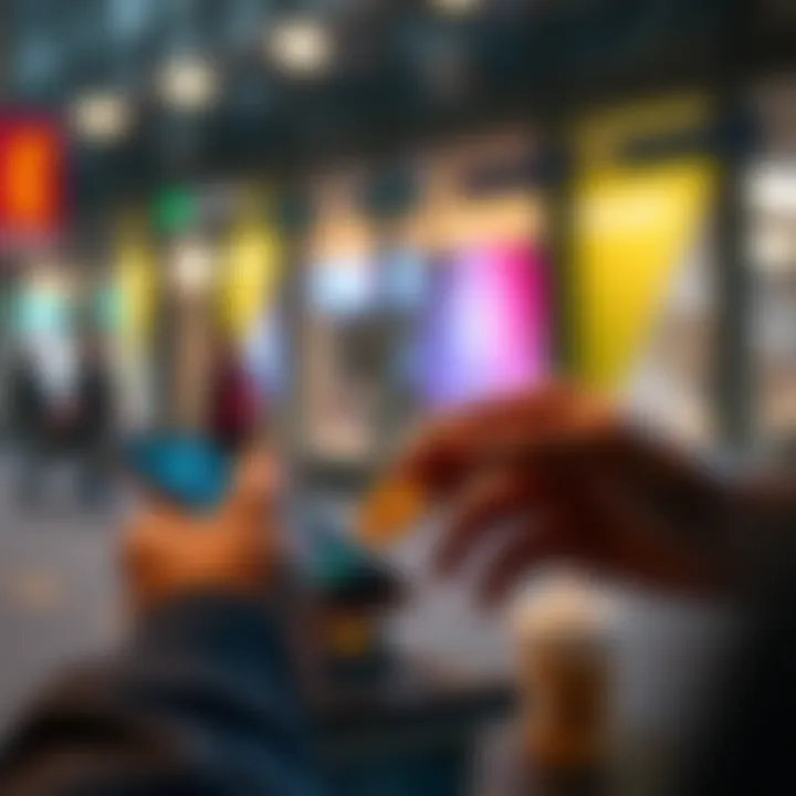 Cryptocurrency Transactions A person making a payment using a smartphone with a cryptocurrency app, showing a digital wallet and currency symbols