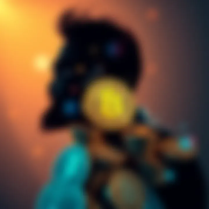 A visual representation of cryptocurrency coins alongside a silhouette of a wealthy figure, symbolizing the relationship between money and digital currencies.