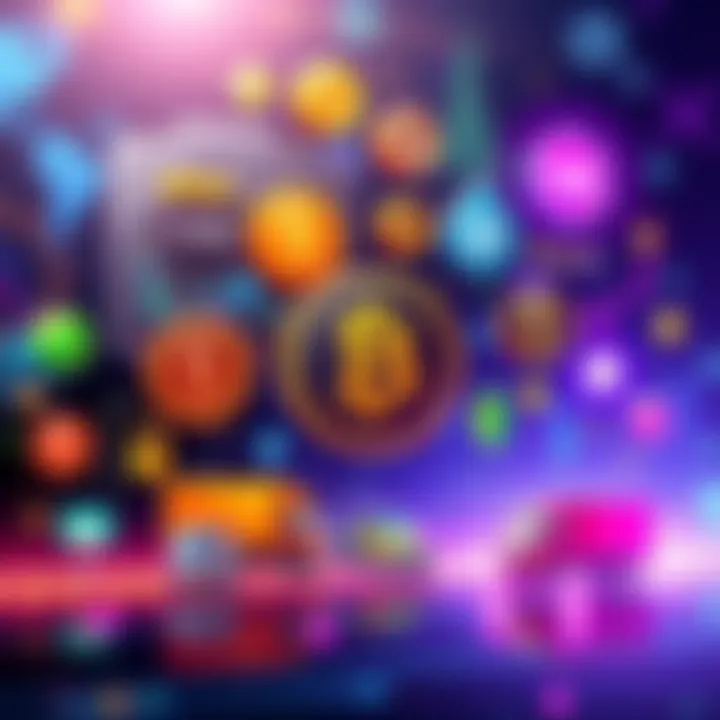 Illustration showing various industry icons symbolizing cryptocurrency use cases, like finance, healthcare, and logistics.