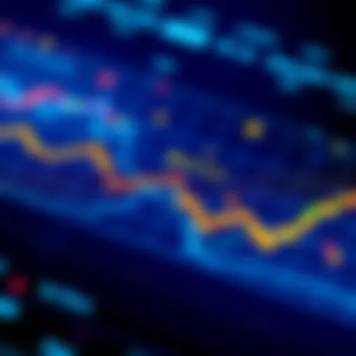 A line graph showing cryptocurrency price trends with upward and downward movements, symbolizing market predictions.