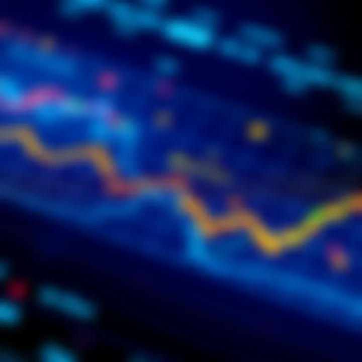 A line graph showing cryptocurrency price trends with upward and downward movements, symbolizing market predictions.
