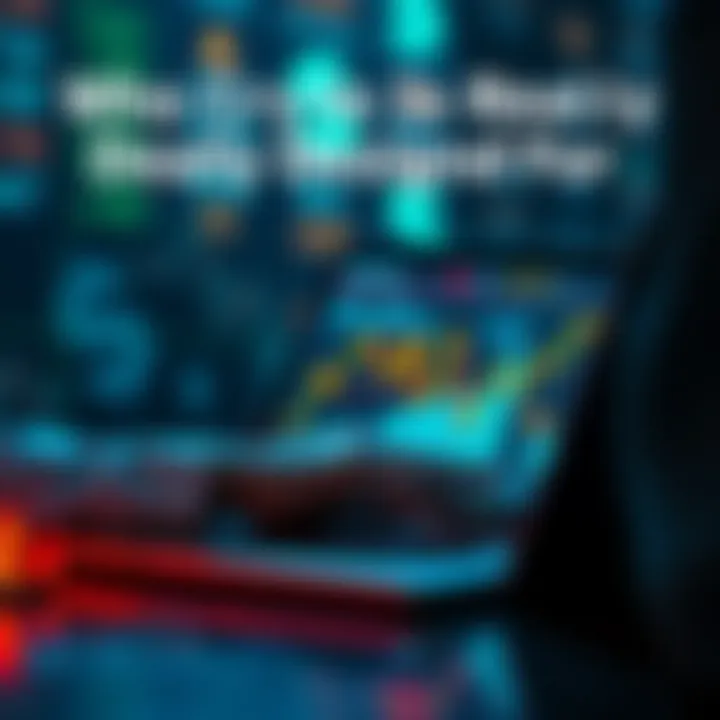 A person analyzing cryptocurrency trends on a laptop with digital graphs and currency symbols.