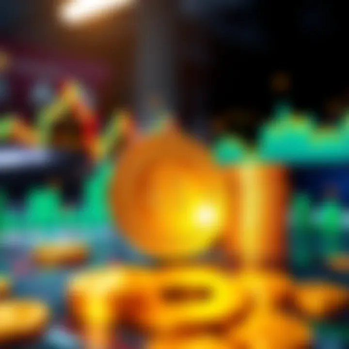 Cryptocurrency Concept A visual representation of digital currency with symbols of swift transactions and a modern financial backdrop.