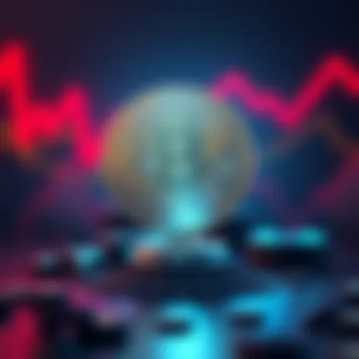 A visual representation of a declining cryptocurrency with a broken coin symbol and a downward arrow, indicating a loss of value and interest.