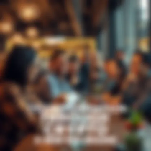 People engaging with cryptocurrency A group of diverse people discussing cryptocurrency at a modern cafe, showing excitement and curiosity
